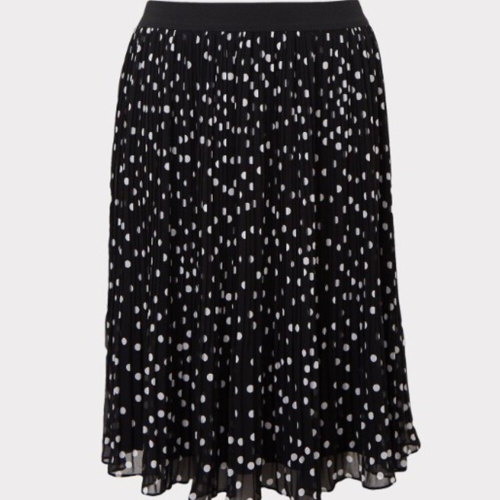 Torrid size 3 (24W) Midi Chiffon Pleated Skirt  polka dot